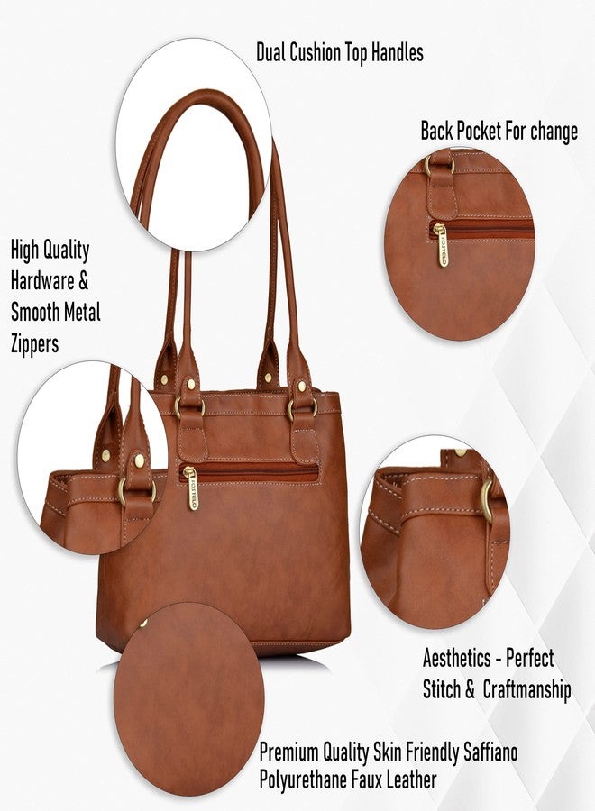 Fostelo Women's Hynes Satchel Tote Handbag for Women | Ladies Purse | Stylish Shoulder Bag | Gift For Women | Tan - Image 2